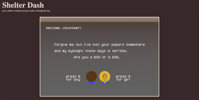 a stilled image of the character selection screen of the Frogger style game called Shelter Dash